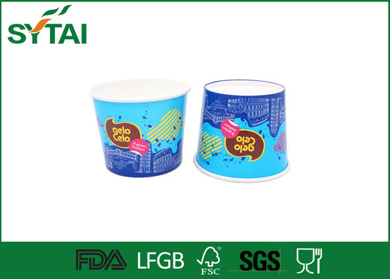 China Las tazas de papel coloridas azules del helado, aduana biodegradable imprimieron CUPS del helado proveedor